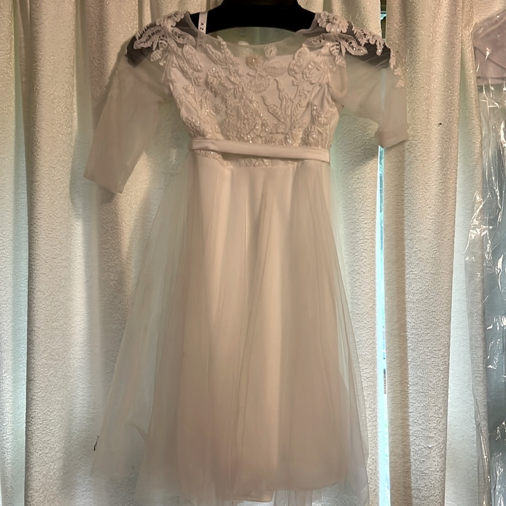 Embroidered Azazie flower girl dress